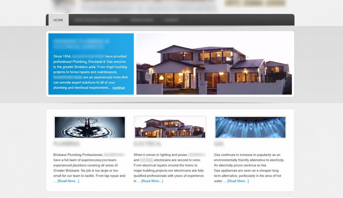 Before — old website desktop view