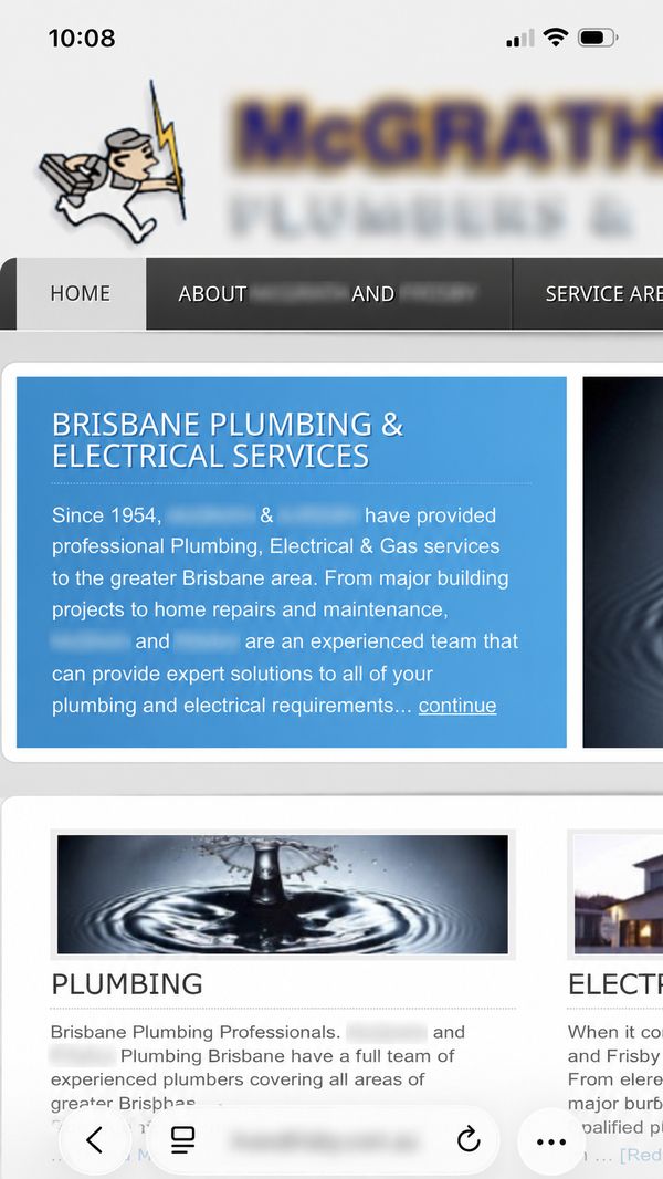 Before — old website mobile view